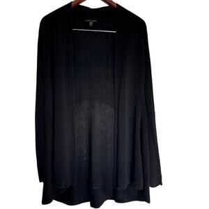 Eileen Fisher Italian Yarn Black Open-Front Cardigan Small 🖤 Cozy Drapey
